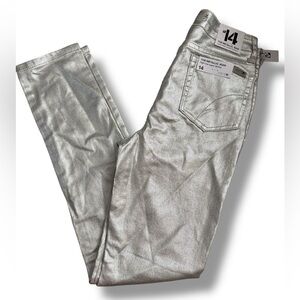 Joe’s Silver The Metallic Jean High Rise Super Skinny Size 14 NWT